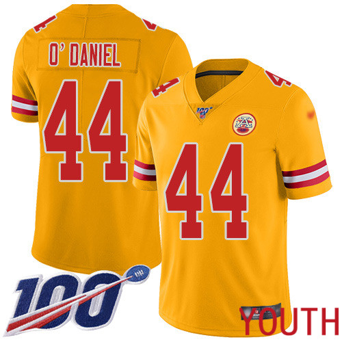 Youth Kansas City Chiefs 44 ODaniel Dorian Limited Gold Inverted Legend 100th Season Nike NFL Jersey